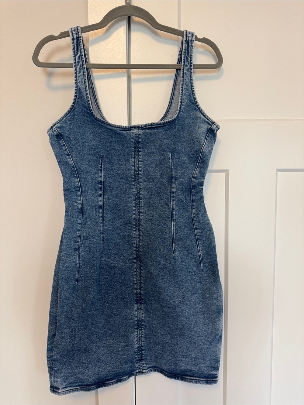 Good American Blue Denim Mini Tank Dress